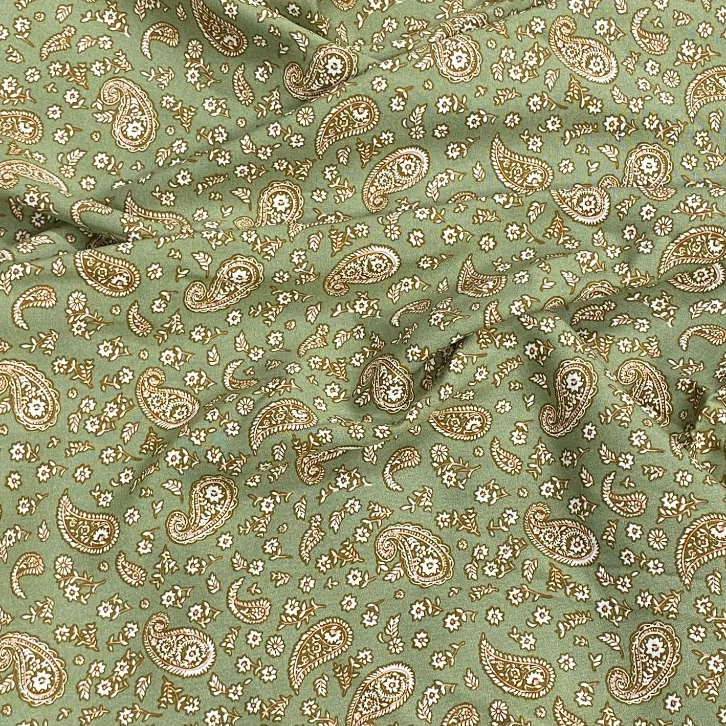 3 Metres, Printed Summer Dressmaking Viscose Fabric - Olive