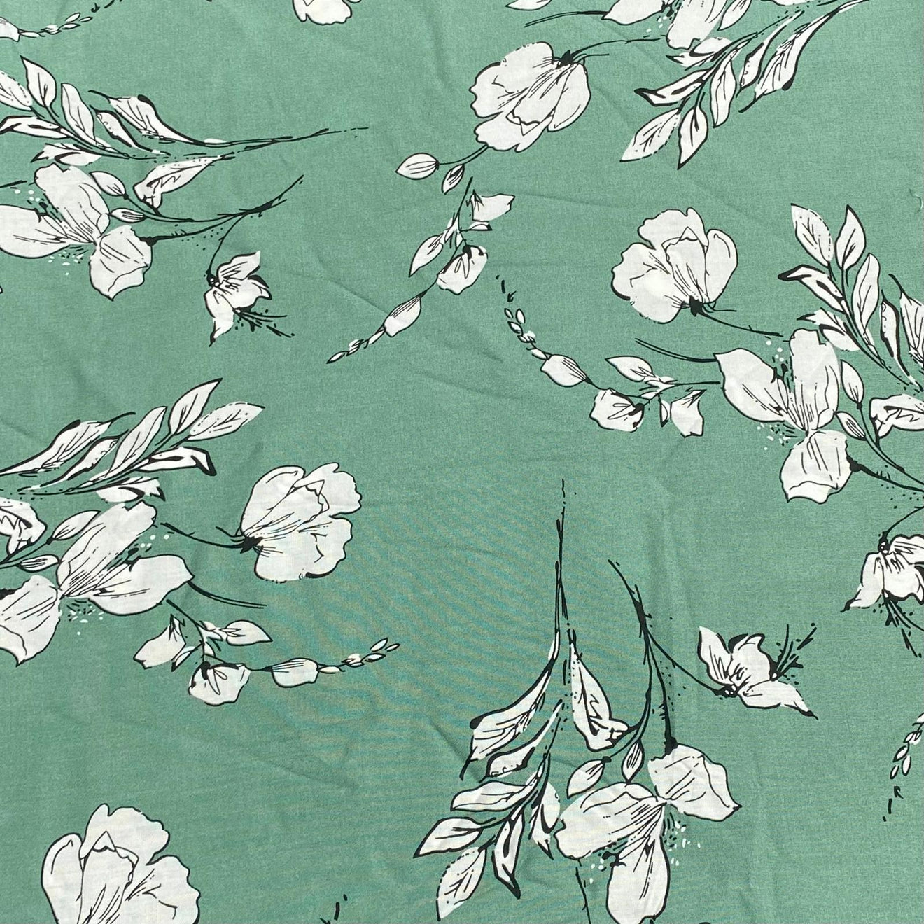 3 Metres, Printed Summer Dressmaking Viscose Fabric - Green