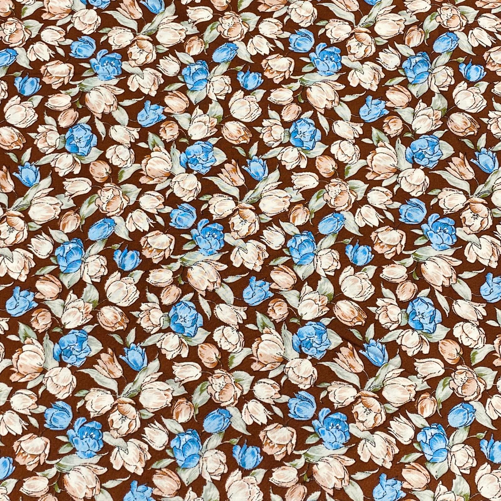 3 Metres, Printed Summer Dressmaking Viscose Fabric - Brown