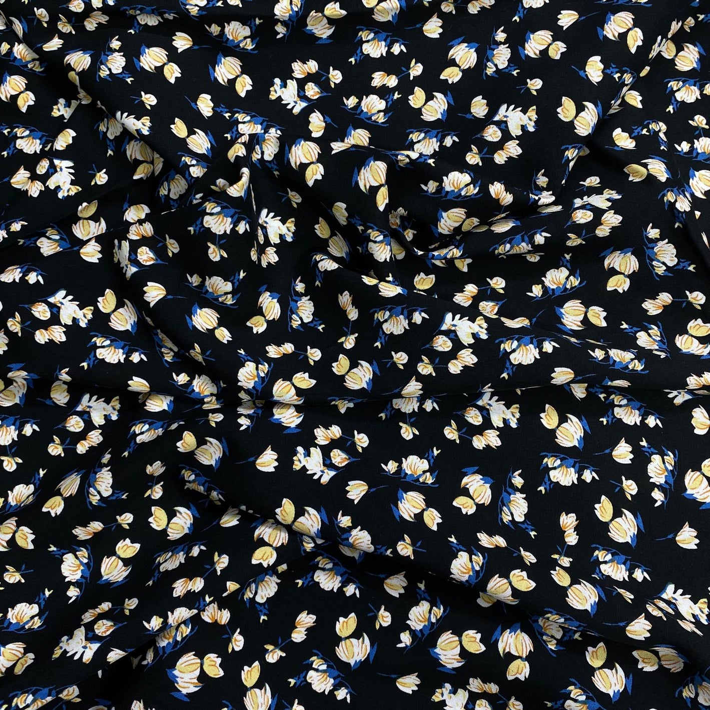 3 Metres, Printed Summer Dressmaking Viscose Fabric - Black