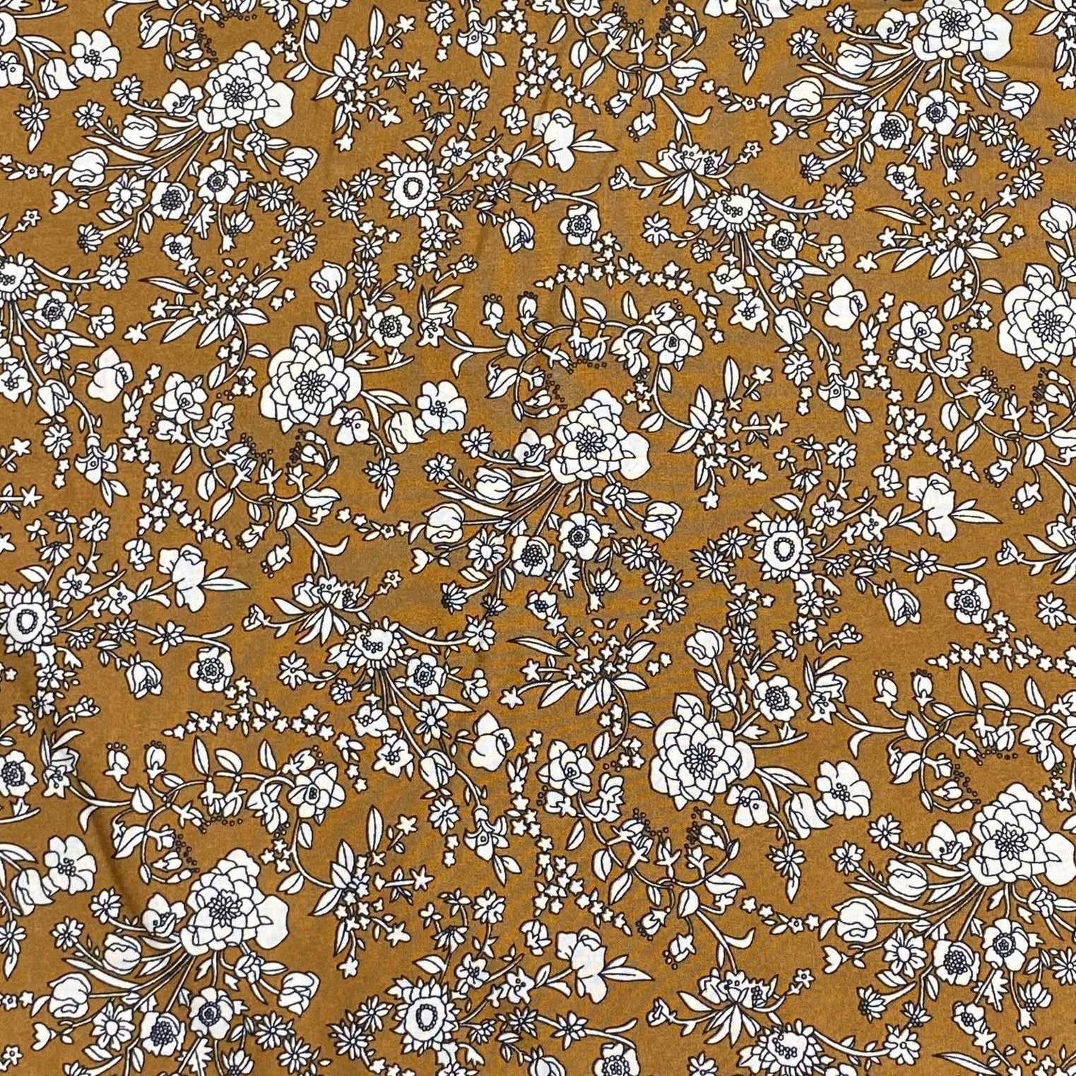 3 Metres, Printed Summer Dressmaking Viscose Fabric - Light Brown