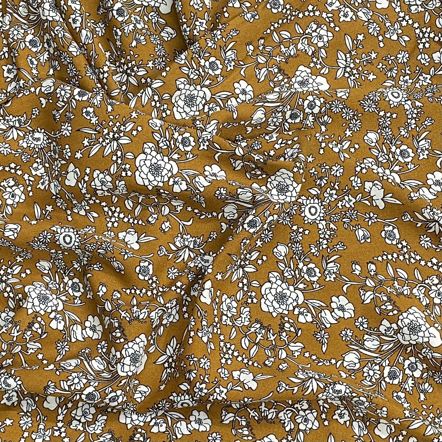 3 Metres, Printed Summer Dressmaking Viscose Fabric - Light Brown
