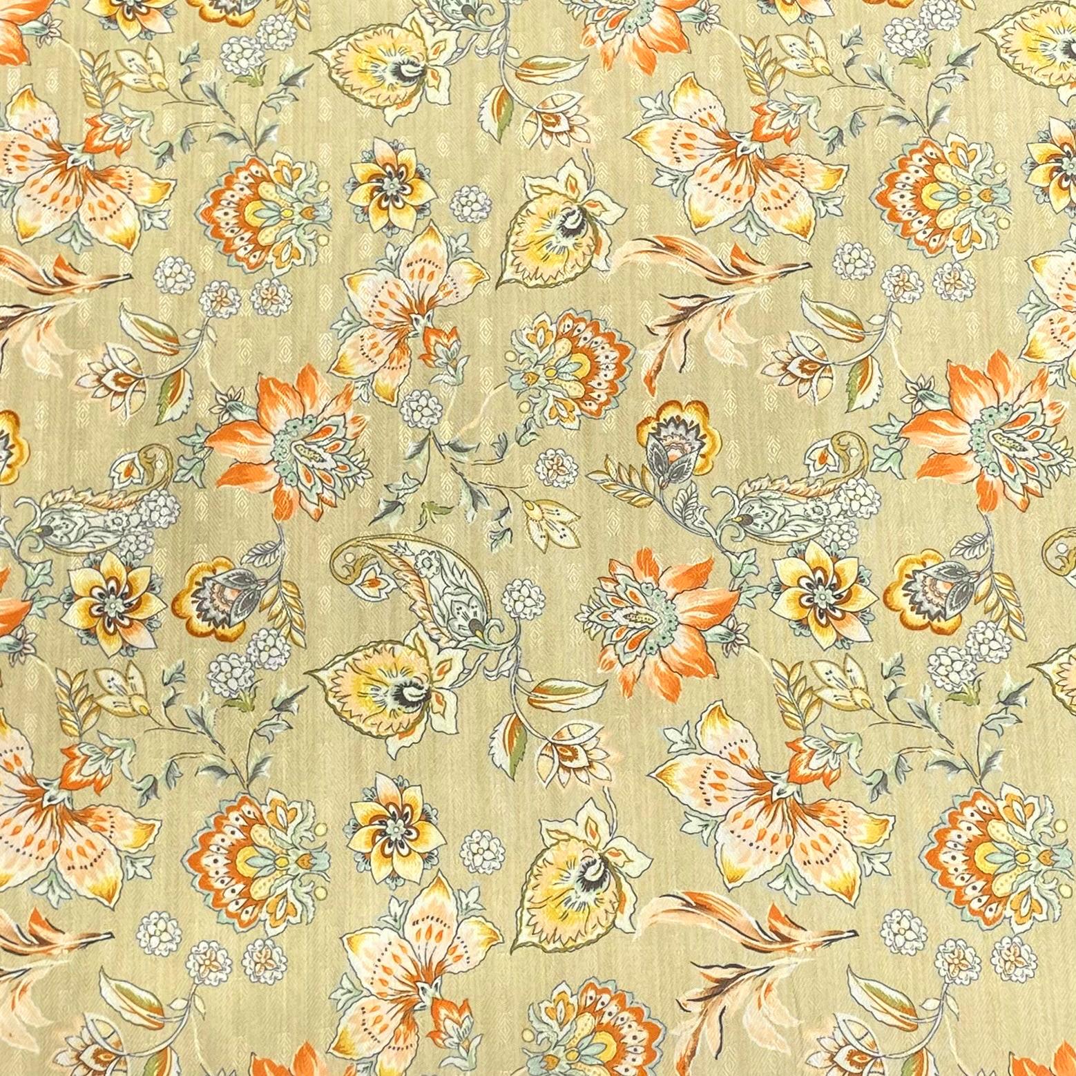3 Metres Printed Cashmere Effect Crepe Fabric- 45" Wide (Yellow)