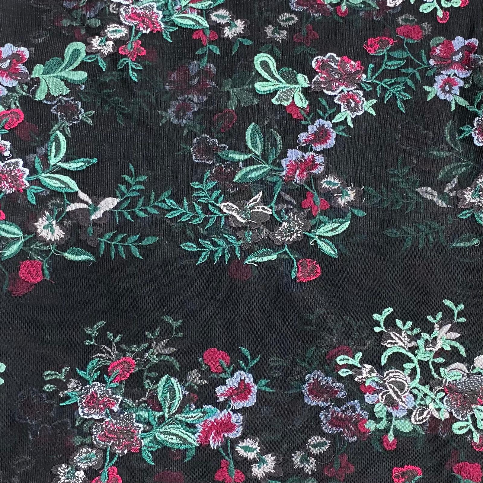 3 Metres Luxurious Embroidery Lace – 45" Wide (Black Floral)