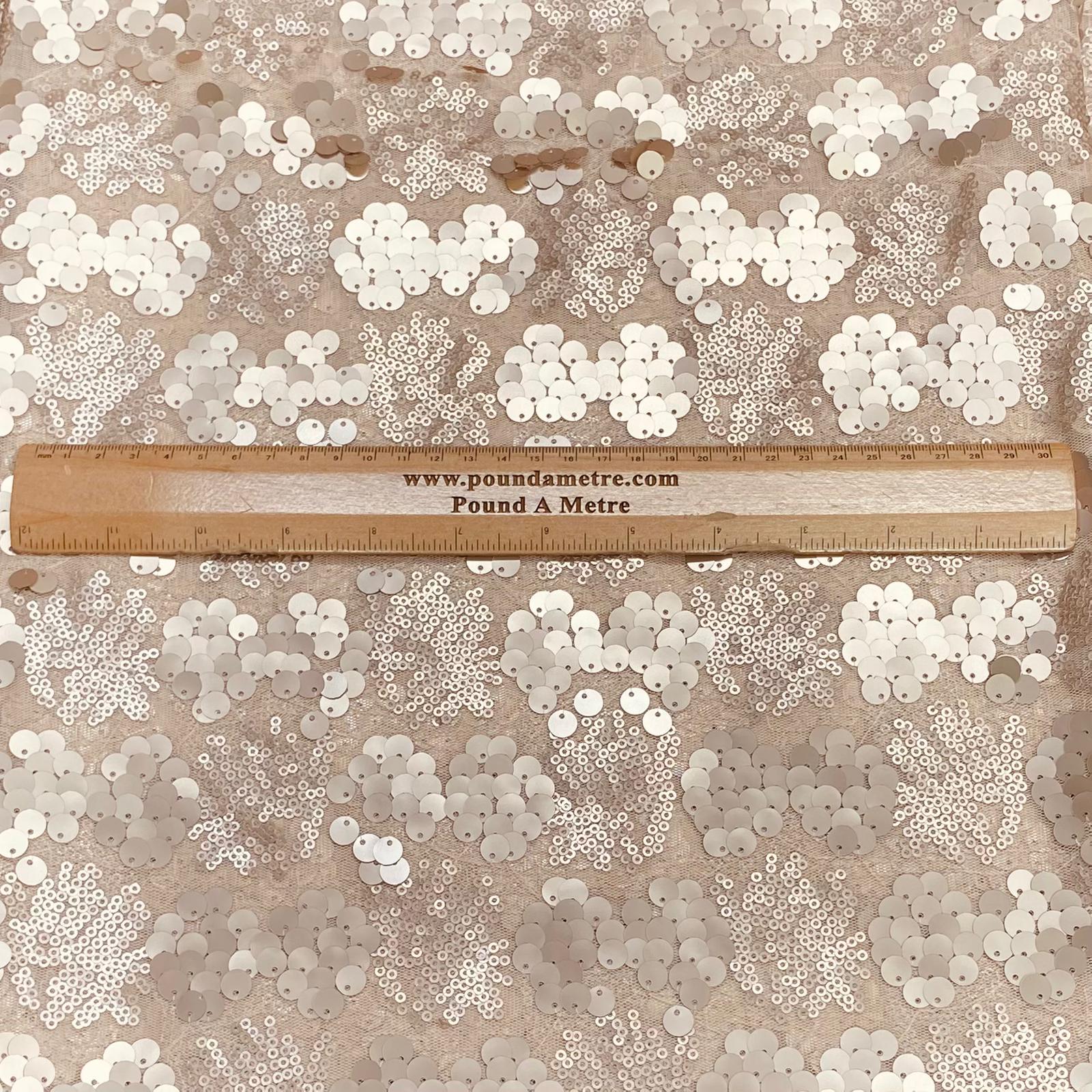 3 Metres Luxury Sequin Bridal Lace - 55" Wide - (Beige)