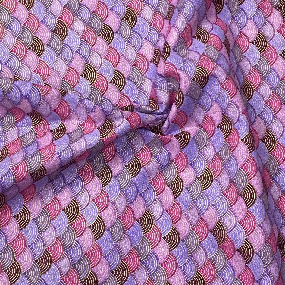 Per Metre Oriental Gold Foil Printed Cotton - 55" Wide (Purple Waves)