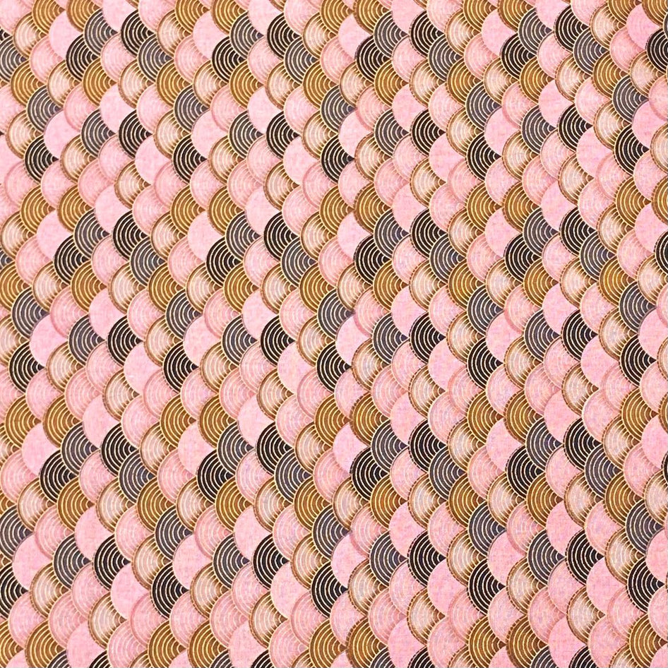 Per Metre Oriental Gold Foil Printed Cotton - 55" Wide (Baby Waves)