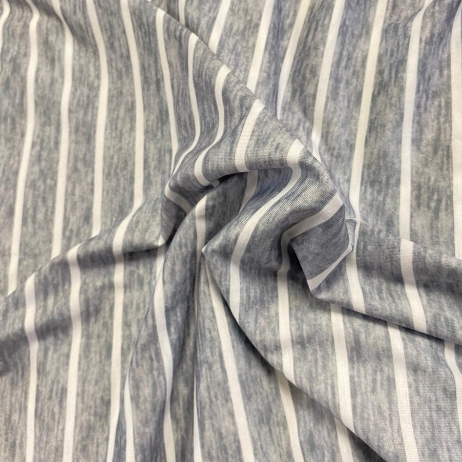 3 Metres Cotton Blend Stripped Jersey, 'GREY & WHITE' -56" Wide