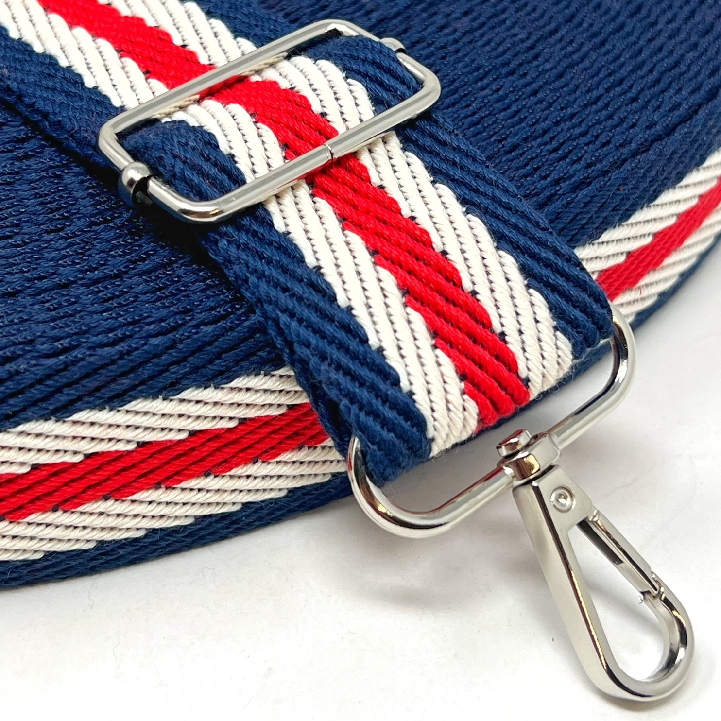 Per Metre Textured Stripe Webbing, RED & NAVY- 40mm