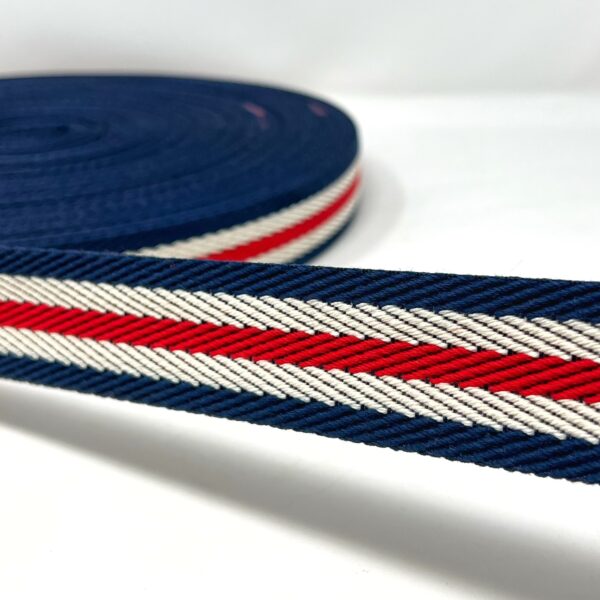 Per Metre Textured Stripe Webbing, RED & NAVY- 40mm