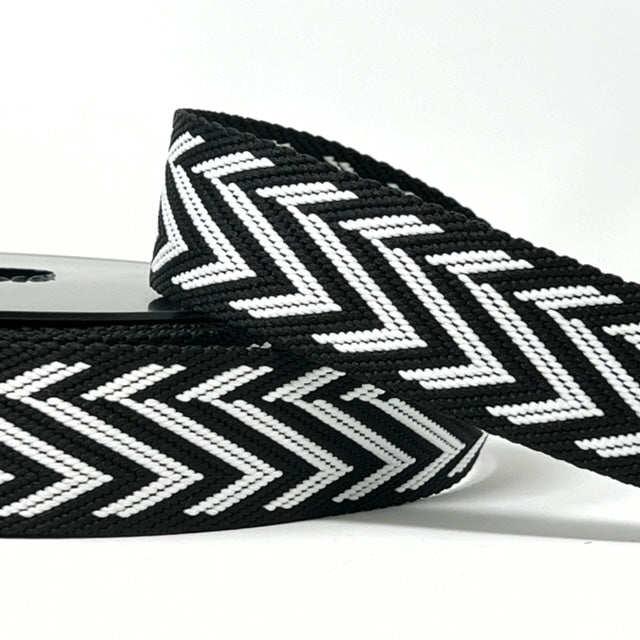 Per Metre Arrow Pattern Webbing: For Bag Straps- (BLACK & WHITE) 38mm / 40mm