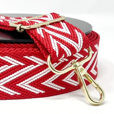 Per Metre Arrow Pattern Webbing: For Bag Straps- (RED & WHITE) 38mm / 40mm