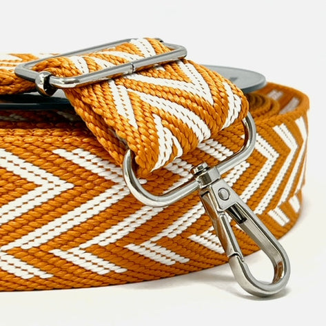 Per Metre Arrow Pattern Webbing: For Bag Straps- (MUSTARD & WHITE) 38mm / 40mm
