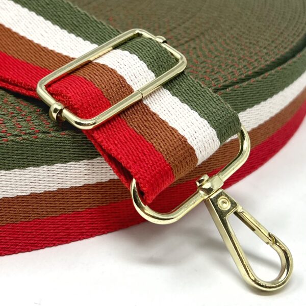 Per Metre Stripe Webbing, RED, NATURALS & GREEN - 40mm