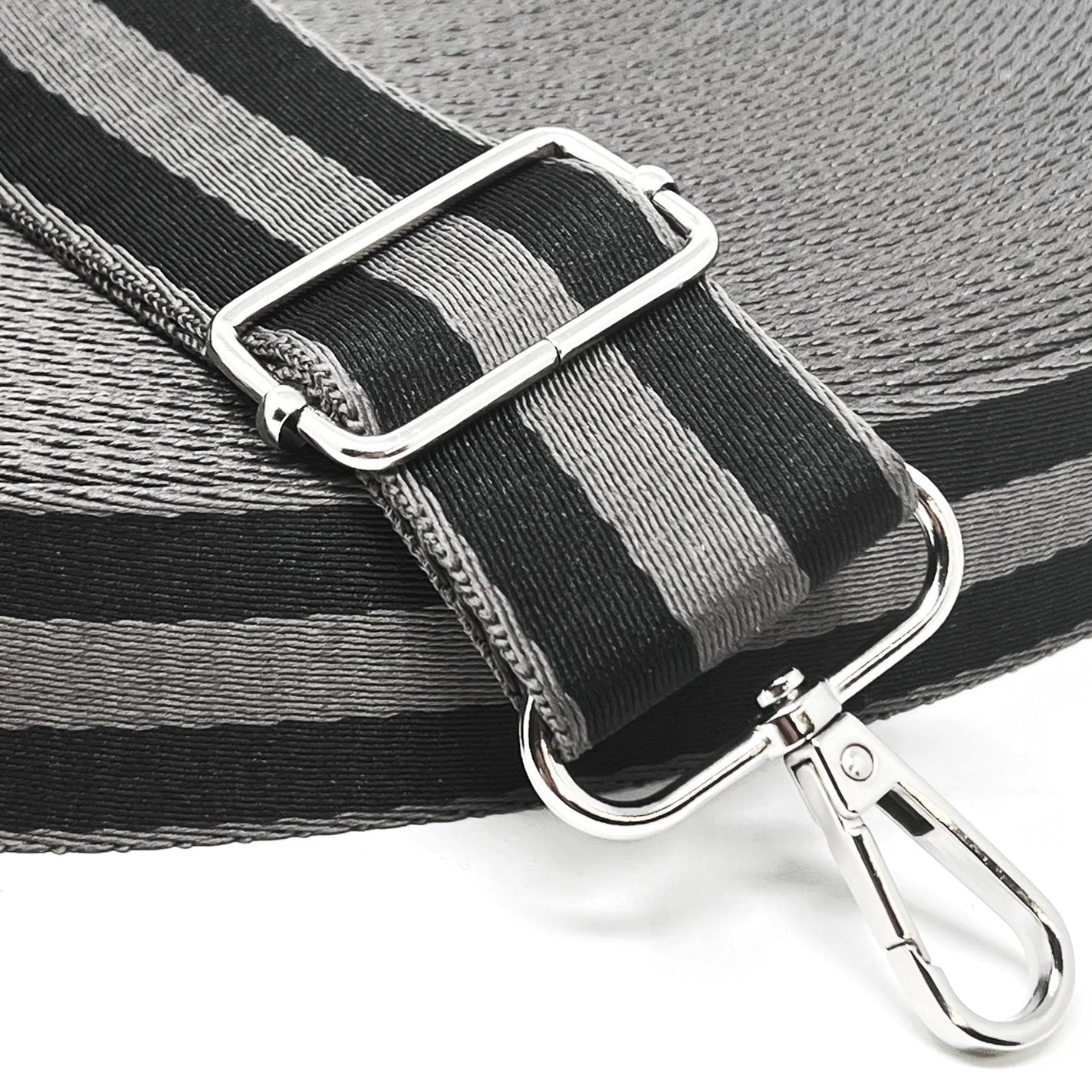 Per Metre Stripe Webbing, BLACK & GREY - 40mm