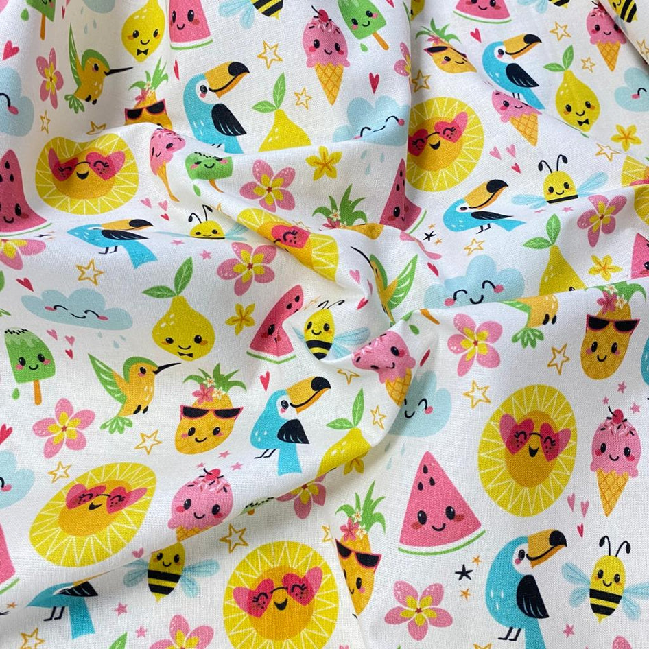 Per Metre Digital Printed Cotton, 'SUNNY' - 44" Wide