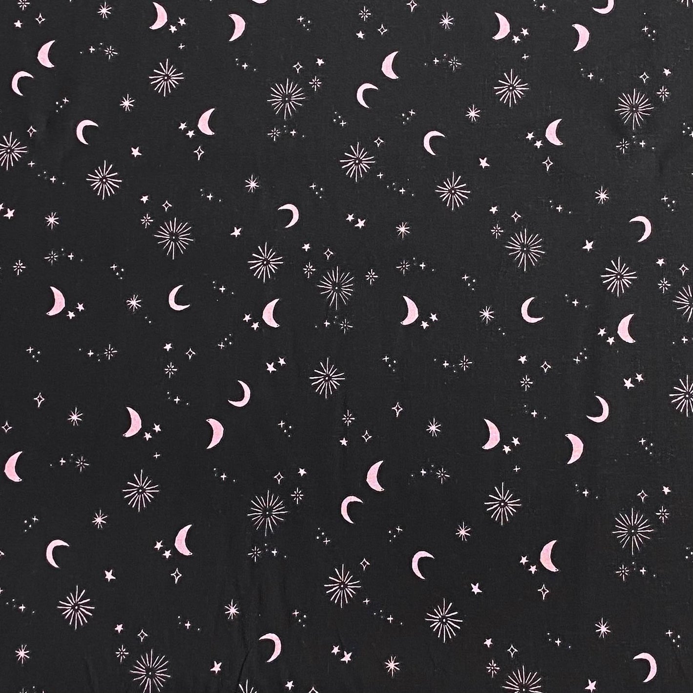 Pound A Metre Per Metre Per Metre Beautiful Digitally Printed 100% Cotton- 45" Wide (Black Pink Stars)