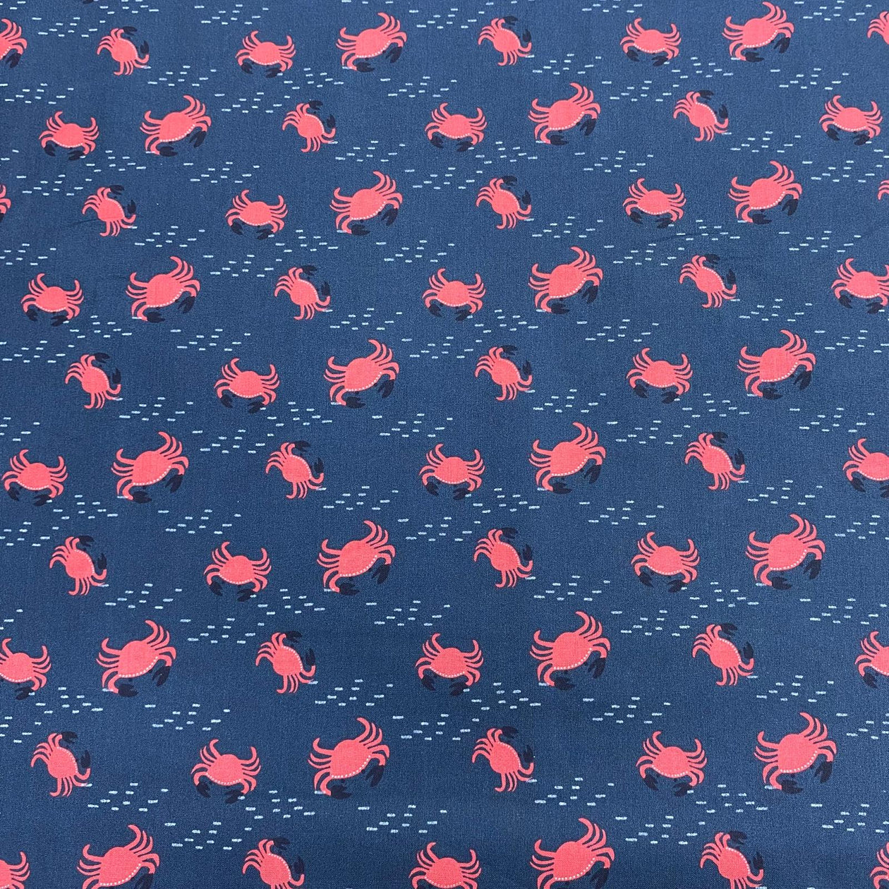 Pound A Metre Per Metre Per Metre Beautiful Digitally Printed 100% Cotton- 45" Wide (Crabs)