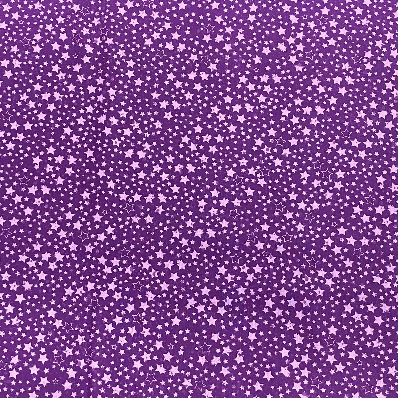 Pound A Metre Per Metre Per Metre Beautiful Digitally Printed 100% Cotton- 45" Wide (Purple Stars)