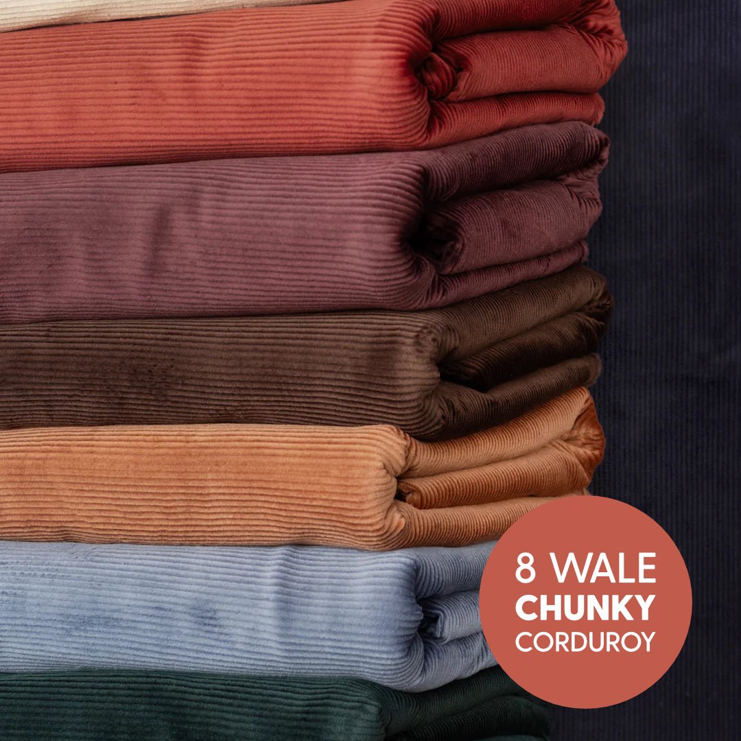 Premium 100% Cotton Corduroy - 8 Wale - 60" Wide - Variations Available - Pound A Metre