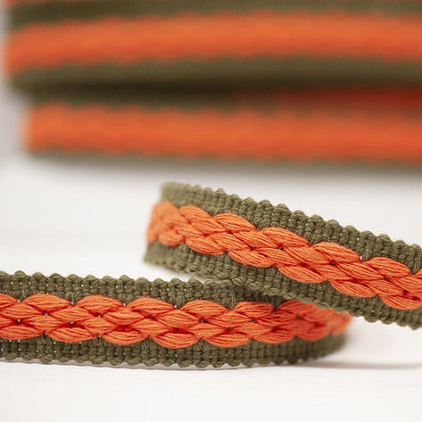 Per Metre Cotton/ Acrylic Mix - 22mm - Khaki & Orange