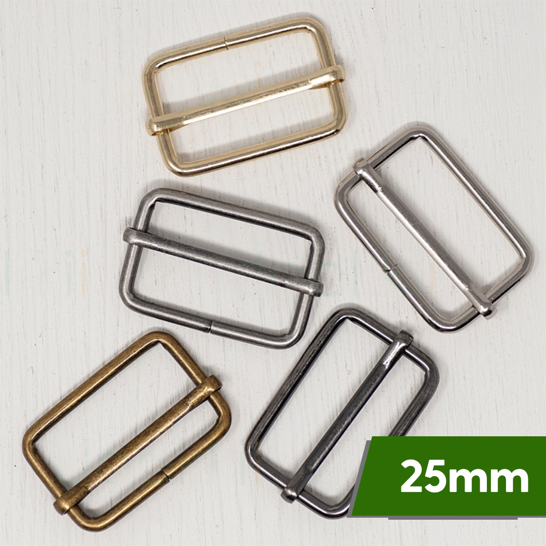 25mm Metal Strap Slider For Bags- 4 Colours- Pack Of 2