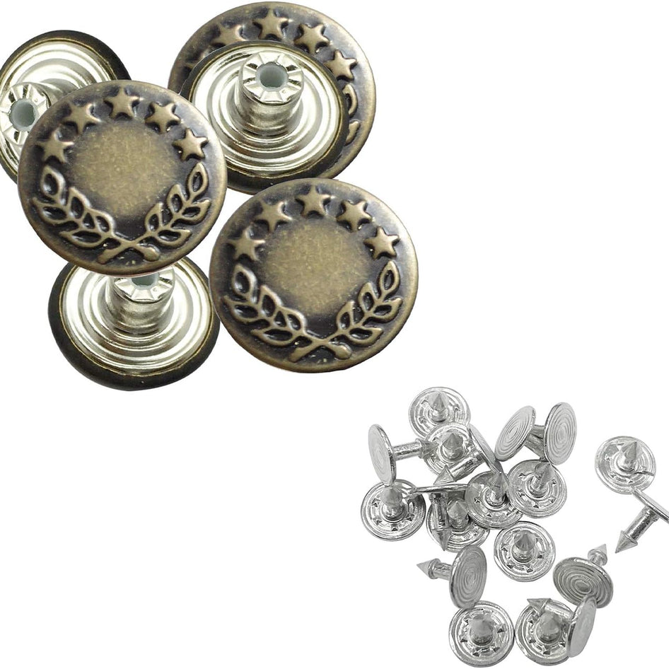 Hammer On Jeans Buttons- (3 Colours Available) (Pack Of 3)