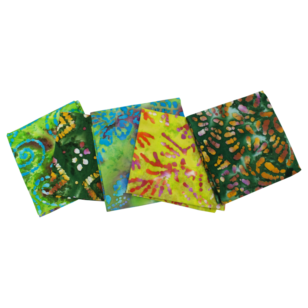 5 Piece Exclusive Fat Quarter 100% Cotton Batik - Green