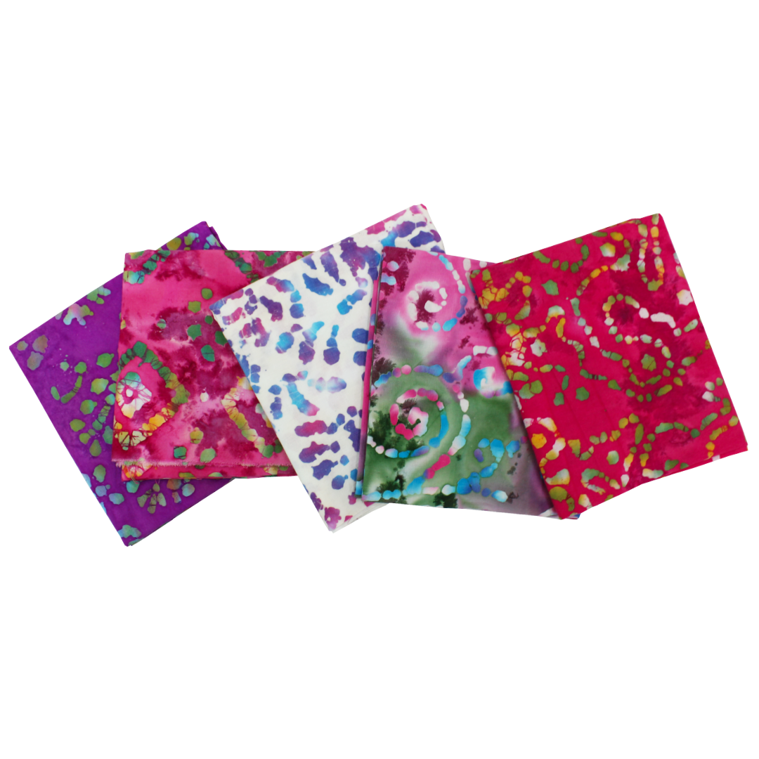 5 Piece Exclusive Fat Quarter 100% Cotton Batik - Pink