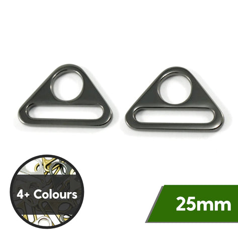 25mm Metal Triangle Rings For Bags- 4 Colours- Pack Of 2
