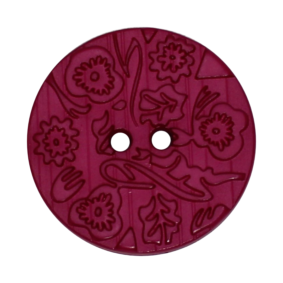 Italian Embossed Floral Buttons- 30mm (Pack of 3) (12 Colours Available)
