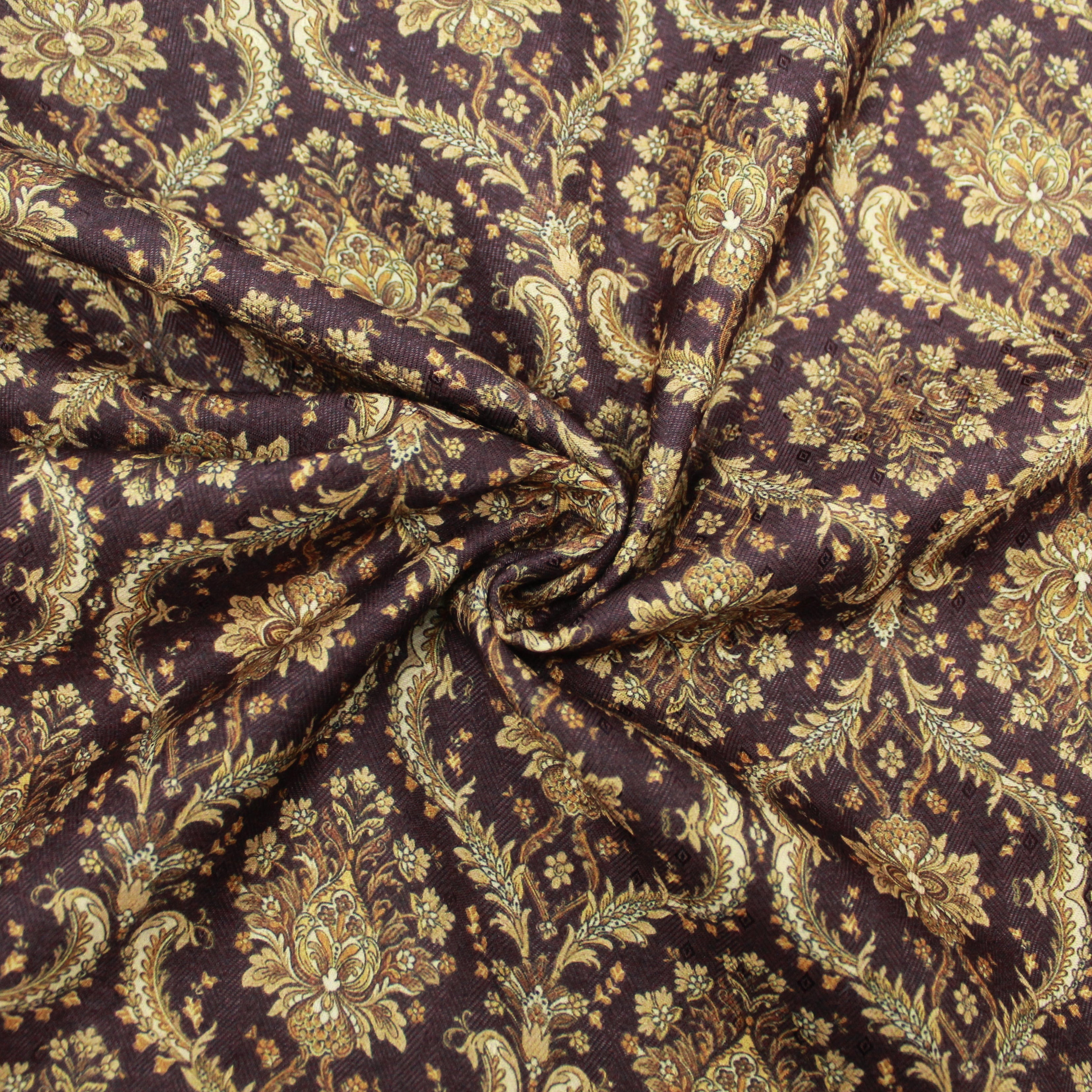 3 Metres Printed Cashmere, 'Gold & Purple' - 45" Wide