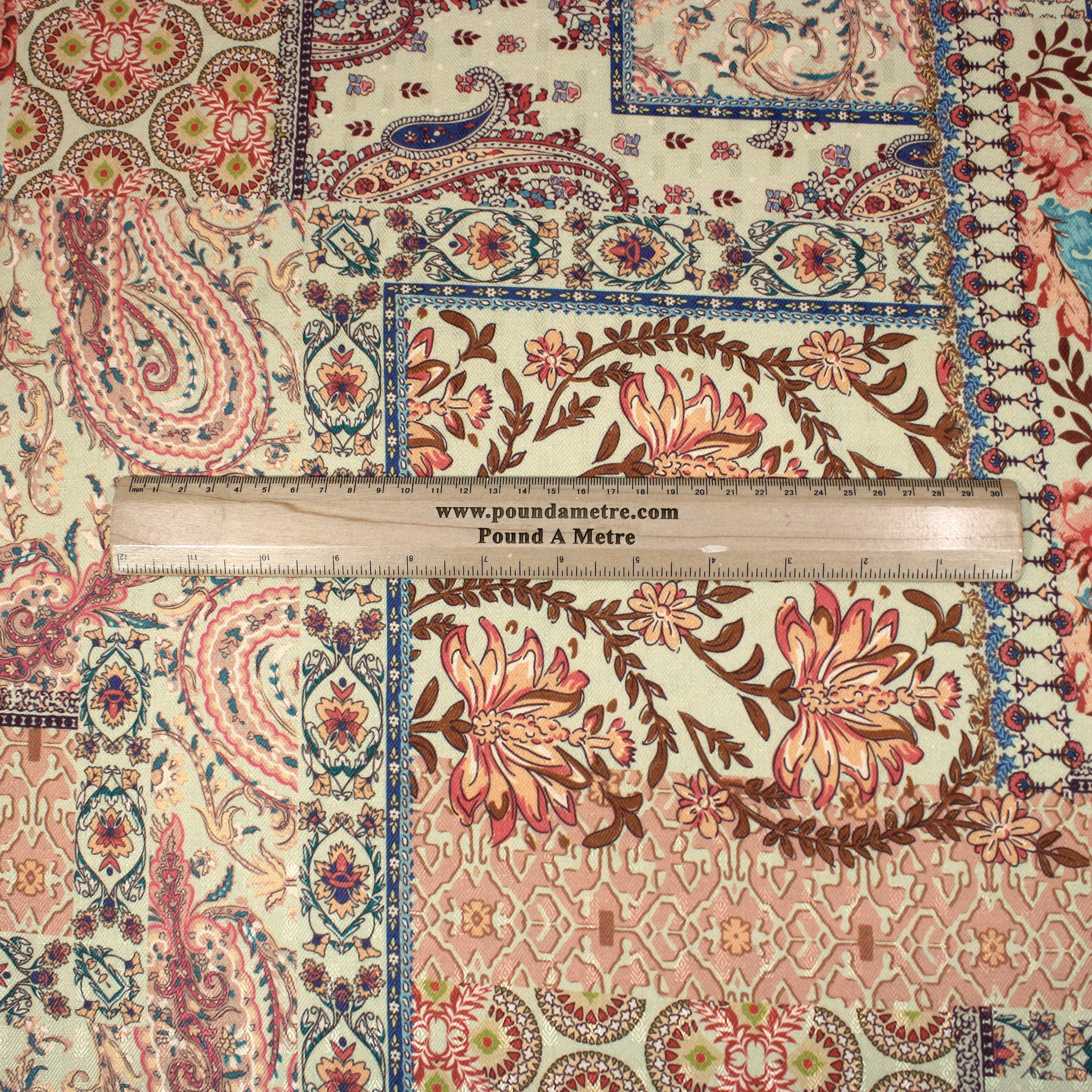 Printed Cashmere Effect Crepe Fabric- 45" Wide (Orange Mosaic) (3 Metres)