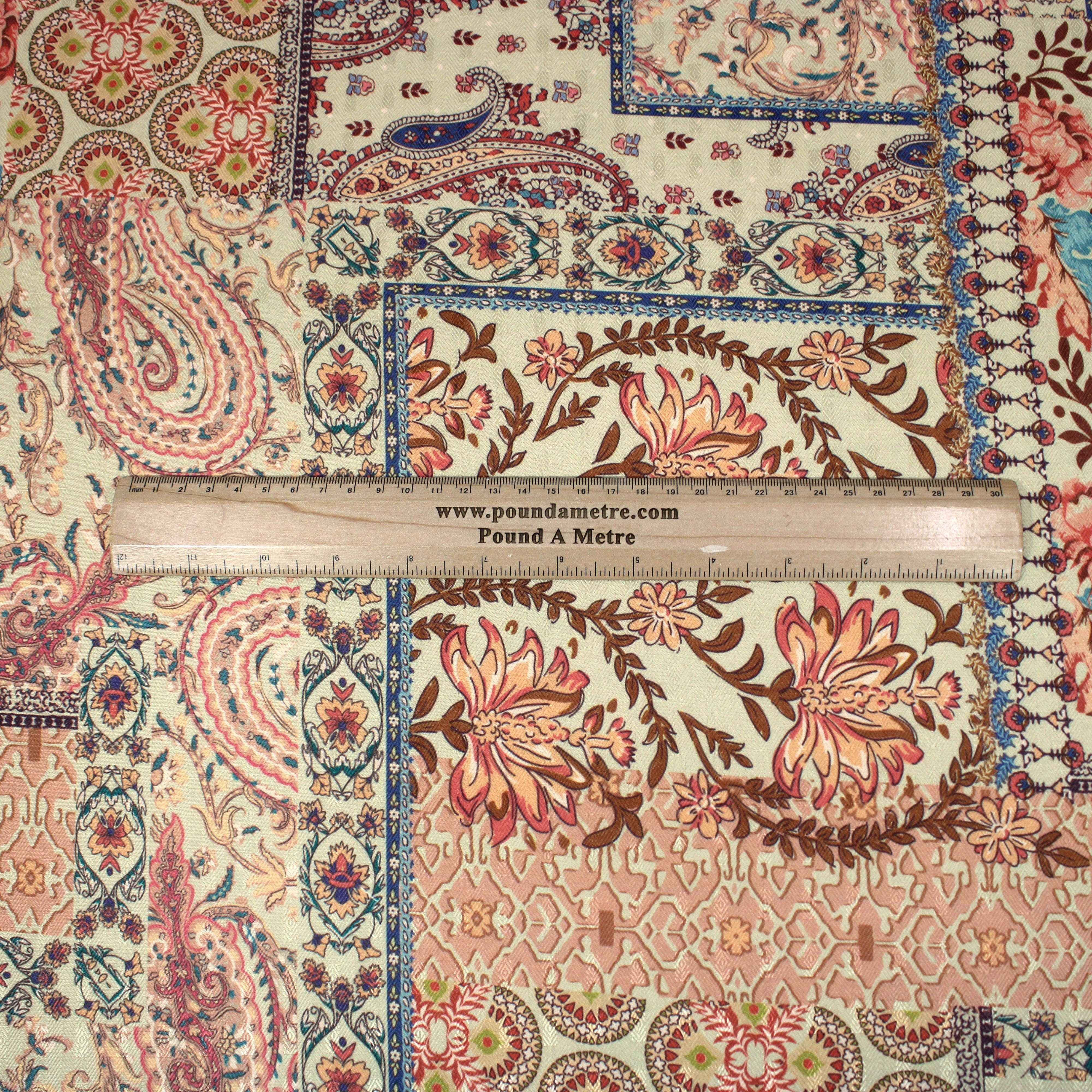 Printed Cashmere Effect Crepe Fabric- 45" Wide (Orange Mosaic) (3 Metres)