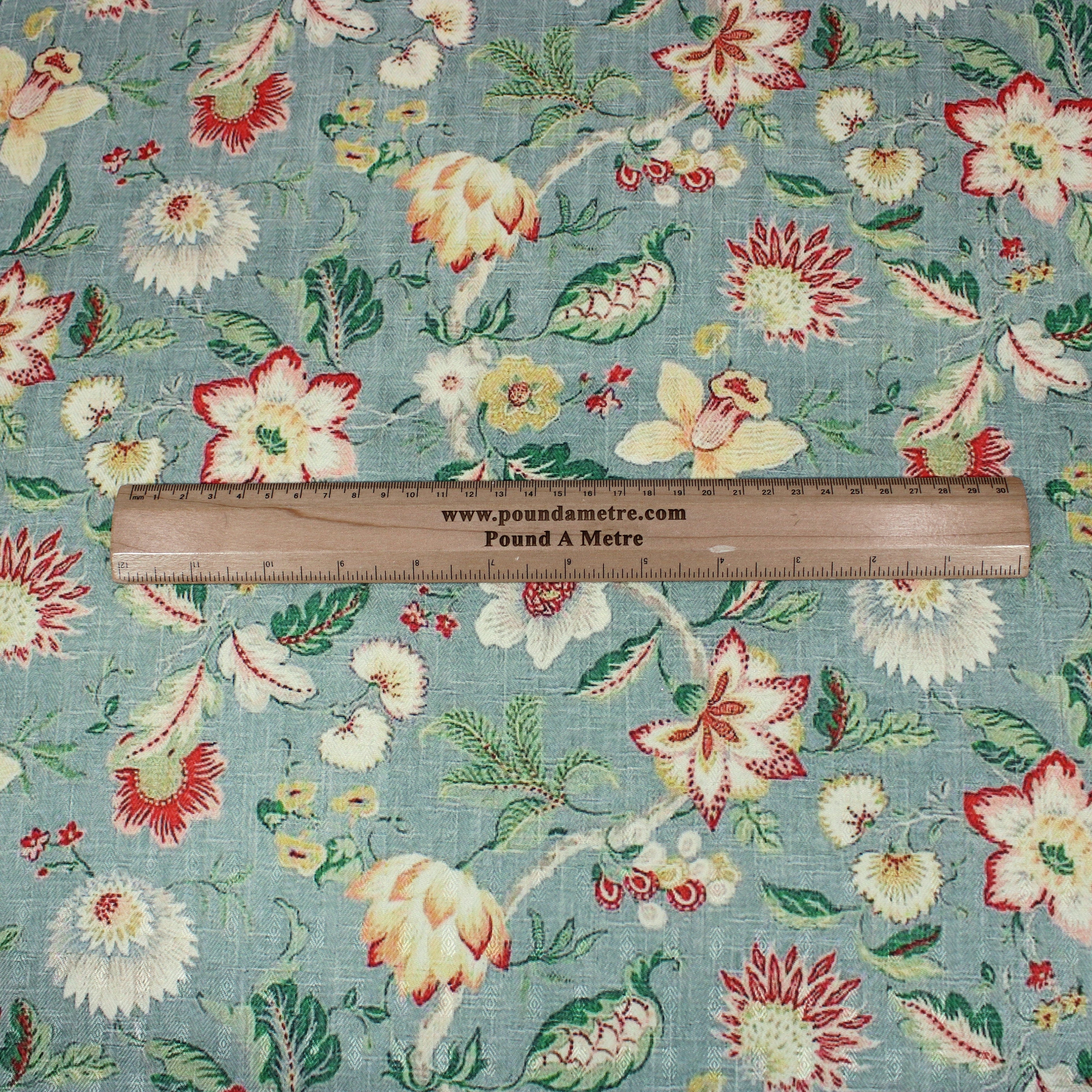 Printed Cashmere Effect Crepe Fabric- 45" Wide (Turquoise Floral) (3 Metres )