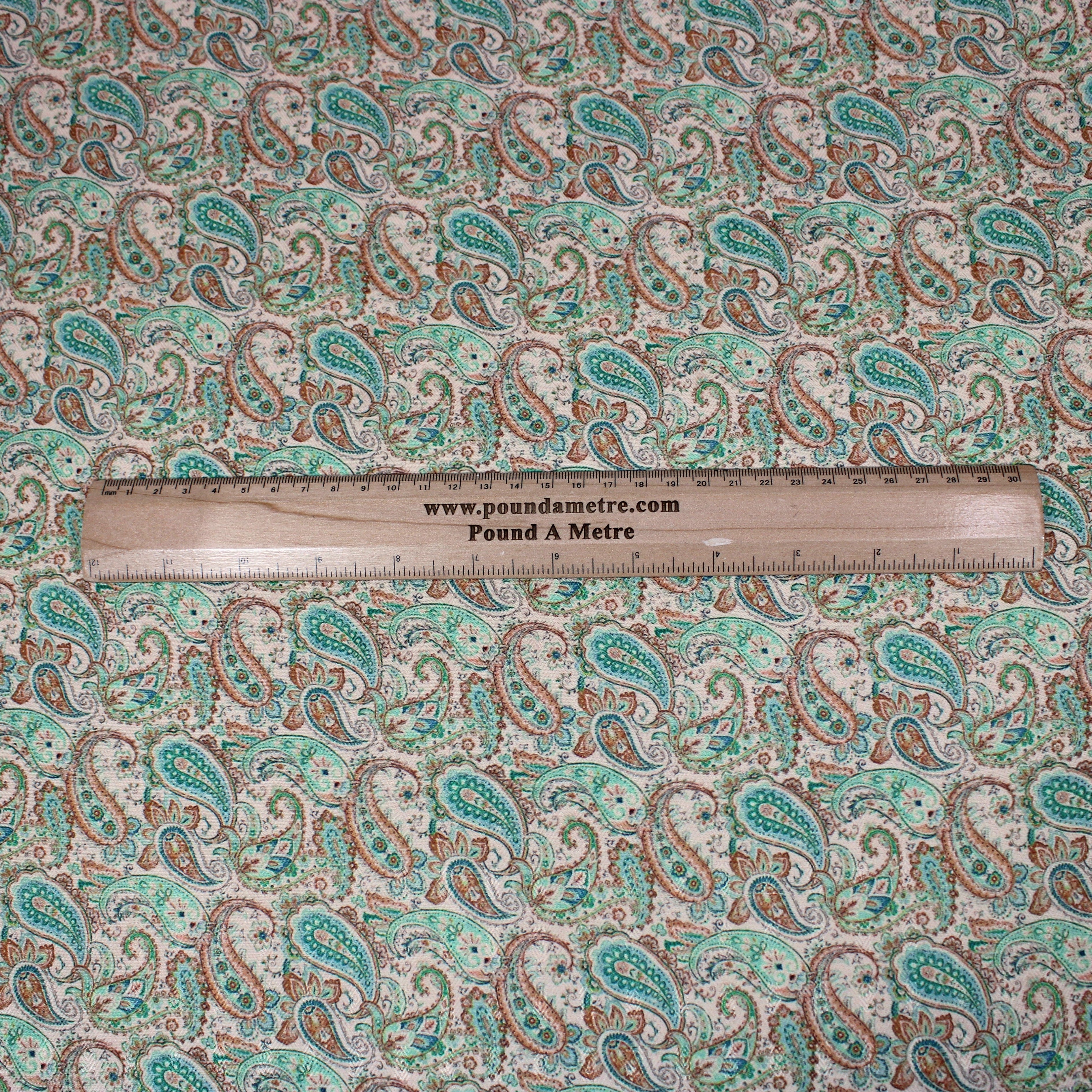 Printed Cashmere Effect Crepe Fabric- 45" Wide (Cream Paisley) (3 Metres )