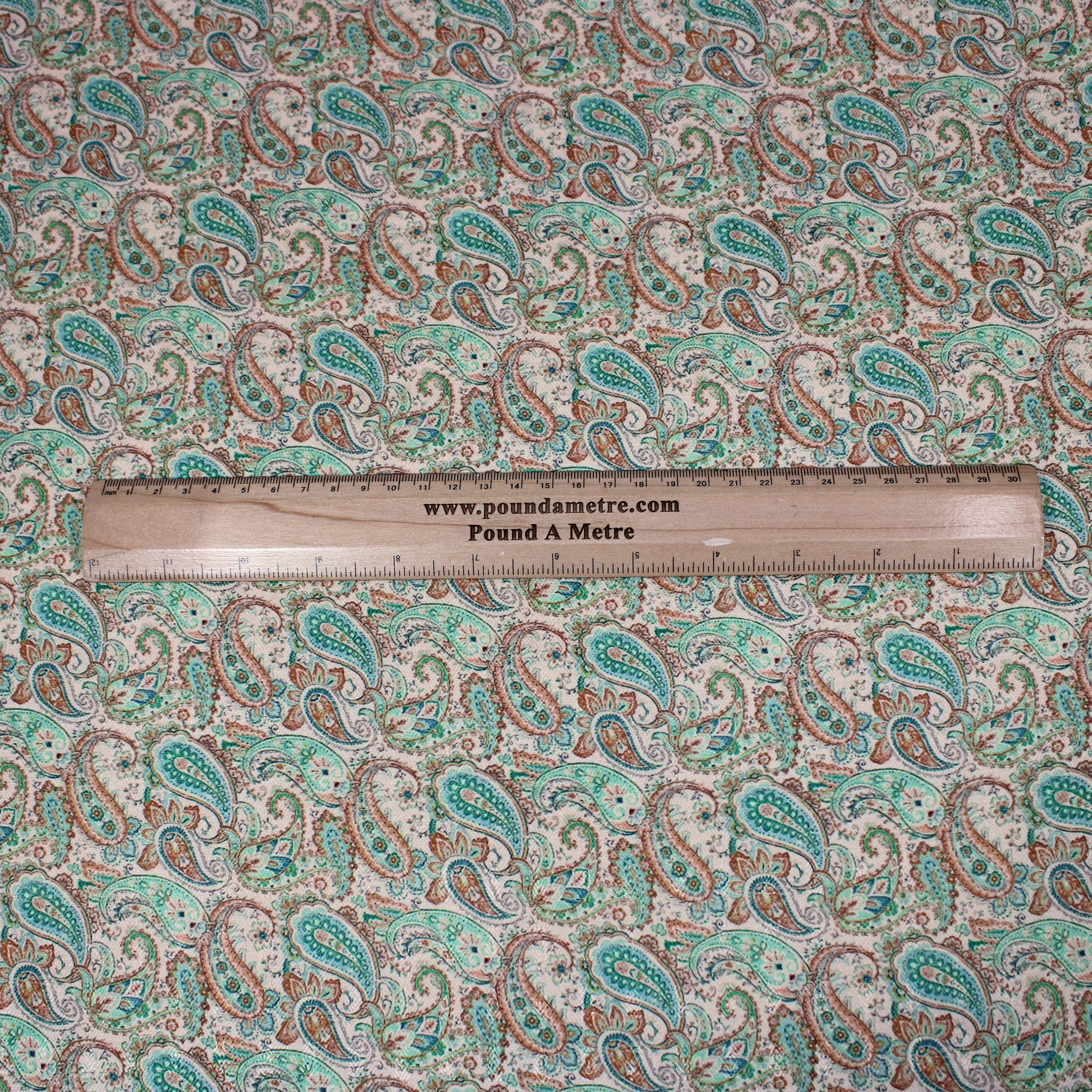 Printed Cashmere Effect Crepe Fabric- 45" Wide (Cream Paisley) (3 Metres )