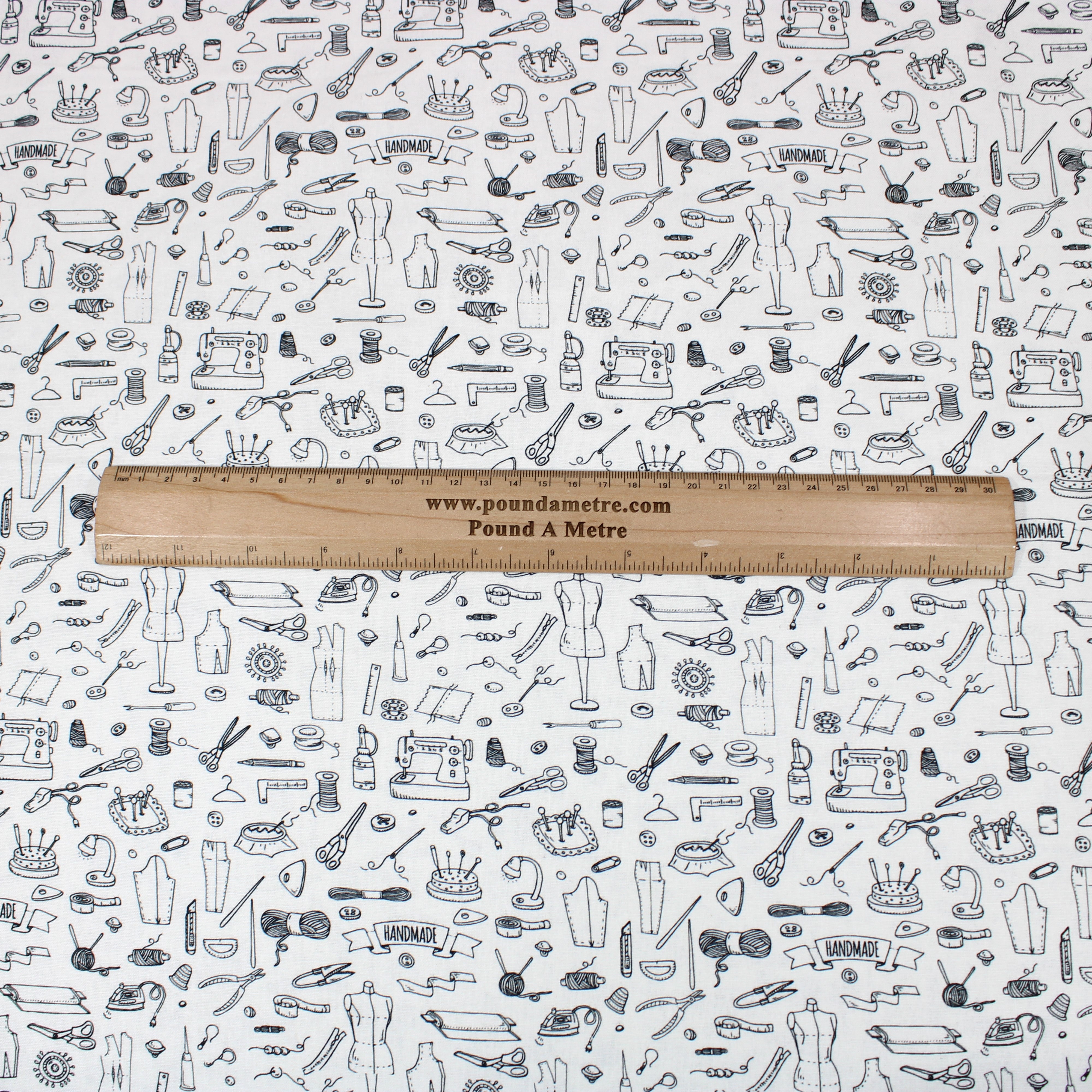 Digitally Printed 100% Cotton- 45" Wide (Sewing Monochrome) (Per Metre)