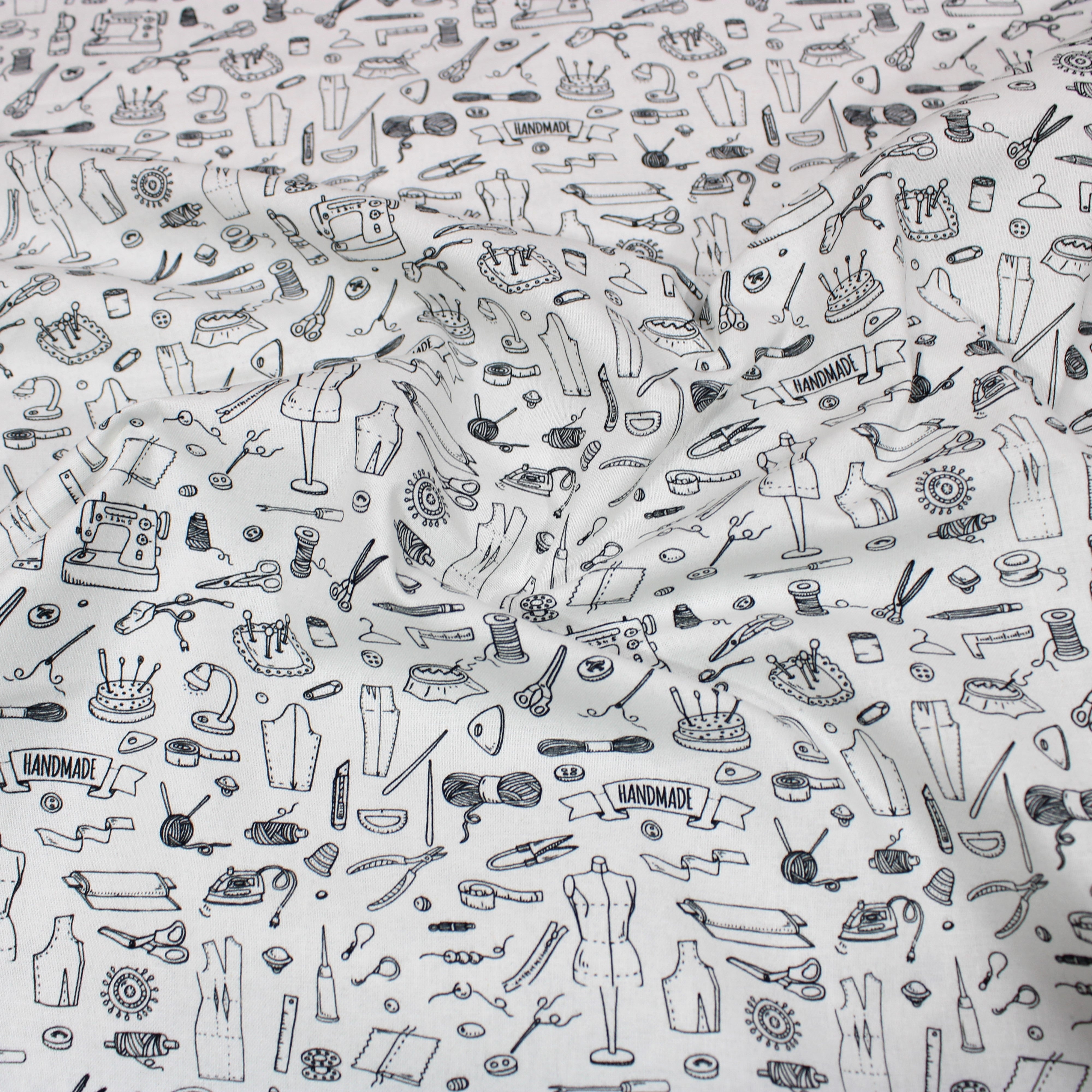 Digitally Printed 100% Cotton- 45" Wide (Sewing Monochrome) (Per Metre)
