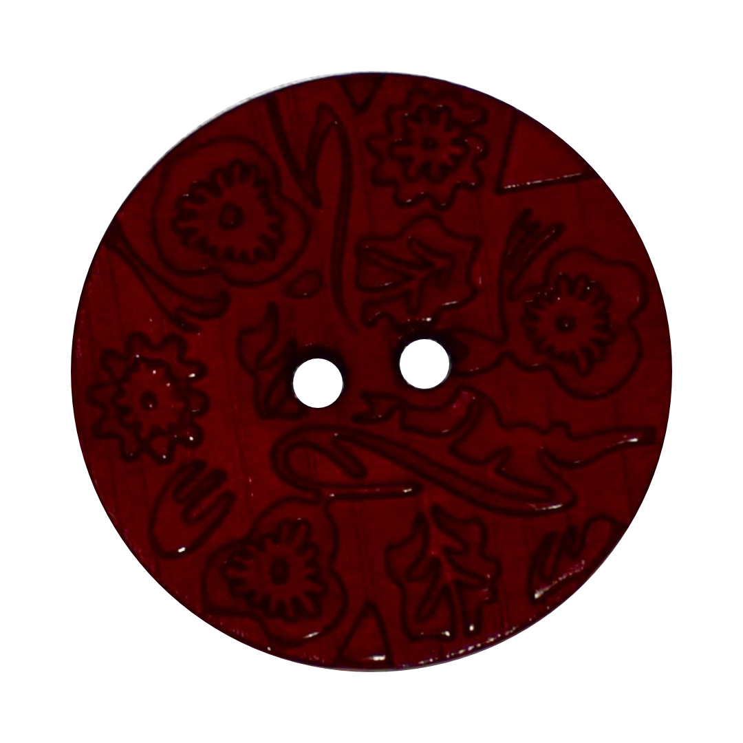 Italian Embossed Floral Buttons- 30mm (Pack of 3) (12 Colours Available)