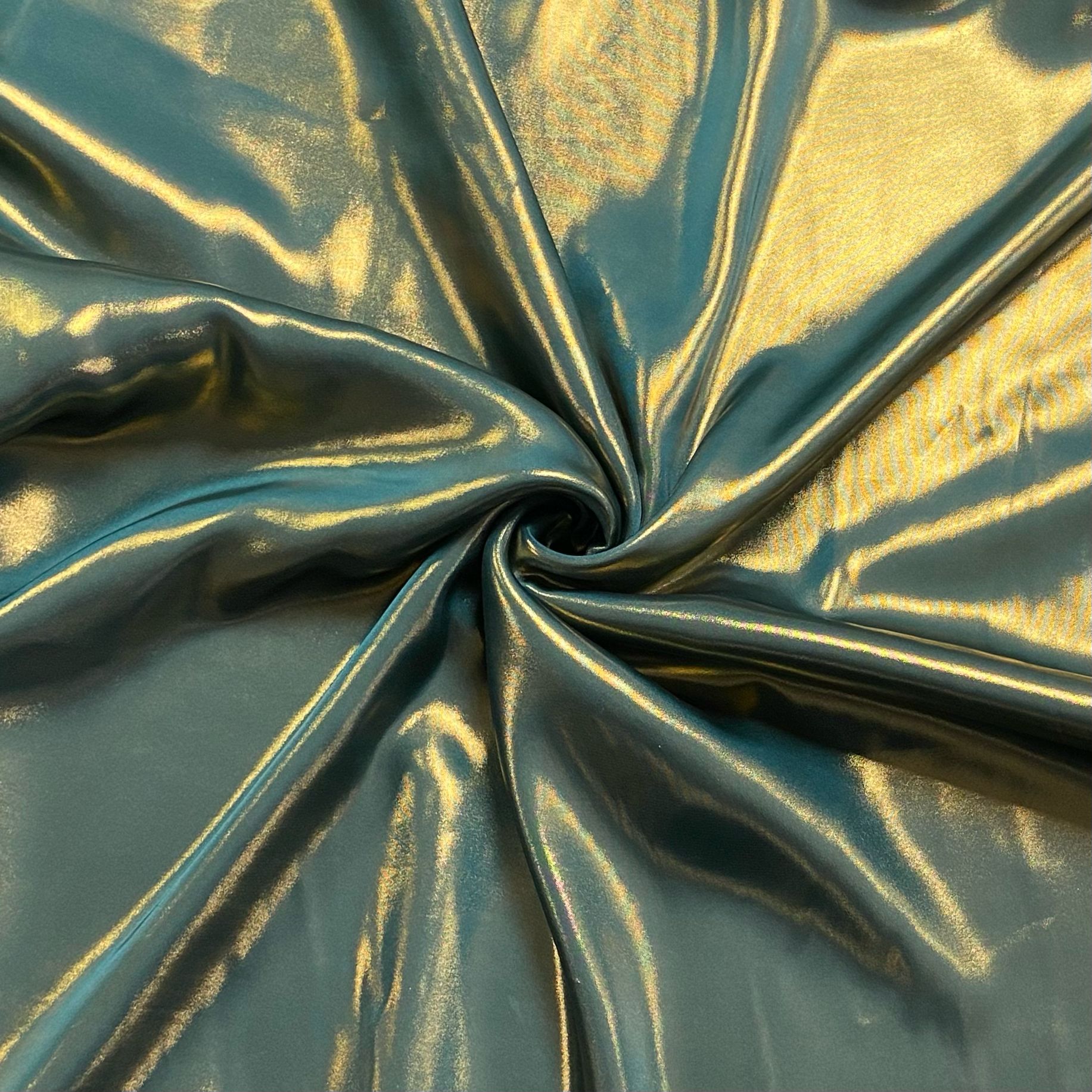 3 Metre Sparkle Foil Satin, 100% Polyester 'GREEN', 55" Wide