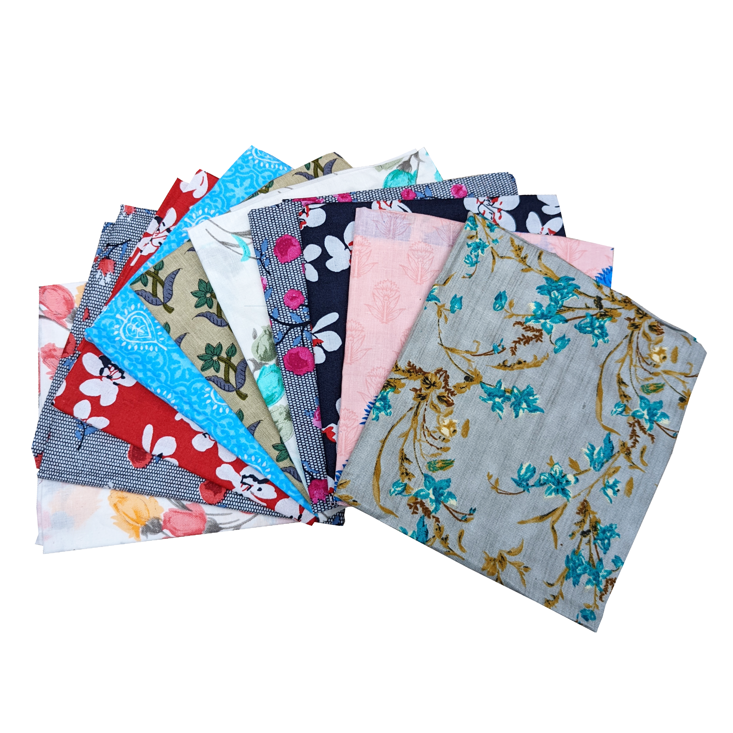 10 Pieces Floral Fat Quarter Bundle- 100% Cotton