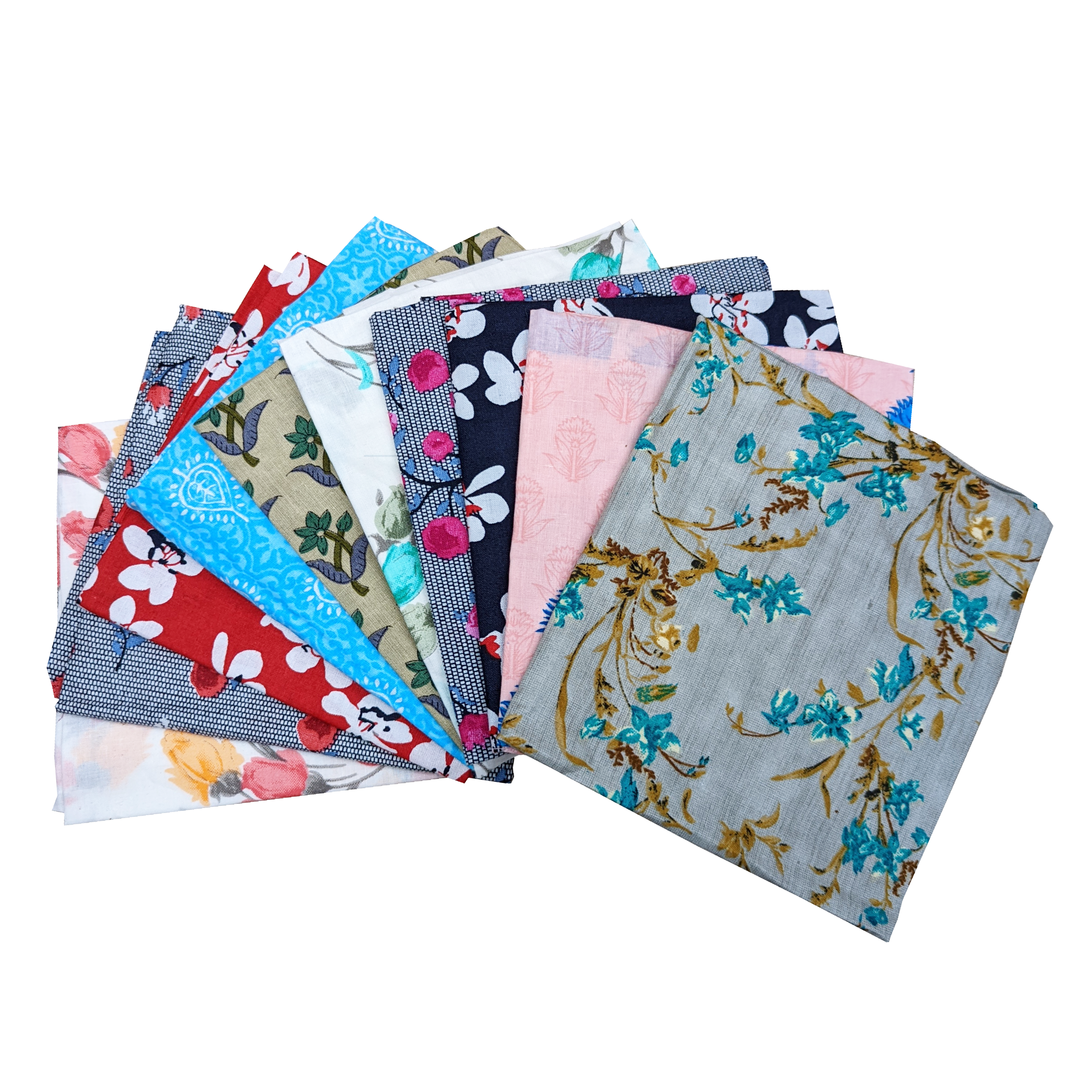 10 Pieces Floral Fat Quarter Bundle- 100% Cotton