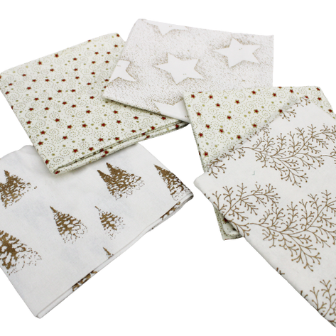 5 Piece Exclusive Fat Quarter 100% Cotton Foil Bundle - Ivory